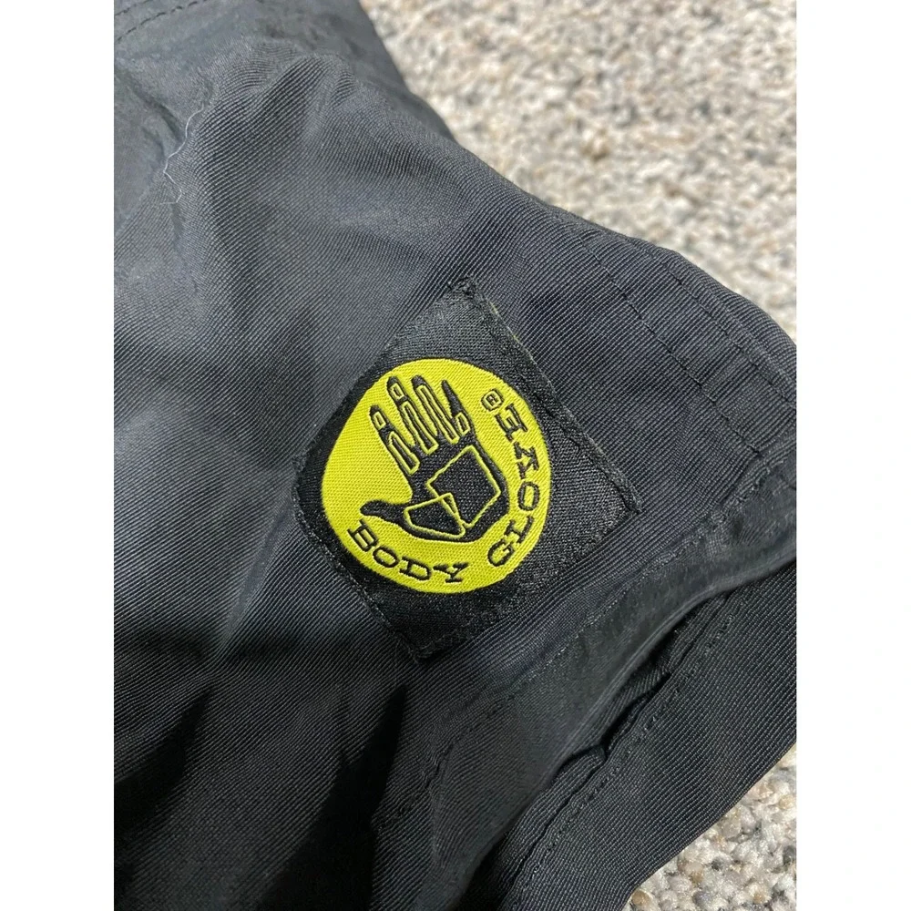 Body Glove Mens Black Nylon Swim Trunks Board Shorts Large Logo Patch Drawstring